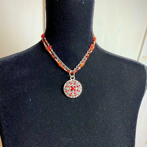 Park Lane Double Strand Red Beads & Stones Necklace - Picture 4 of 5